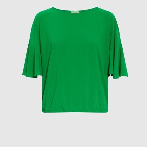 Laura Flutter Sleeve Top Parrot Green - Picture 6 of 13